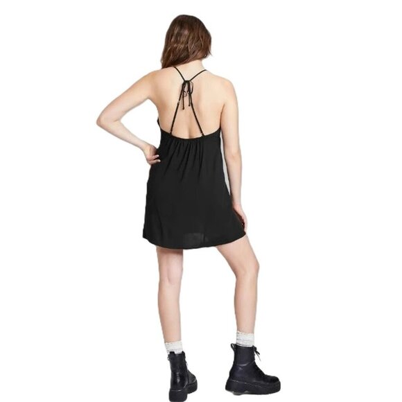 Wild Fable Solid Black 100% Rayon Sleeveless Fit & Flare Mini Dress -- Small 4/6 - Picture 4 of 8